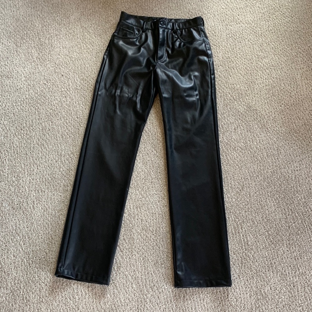ZARA faux black leather pants size M